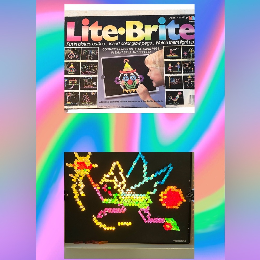 vintage Lite Brite, original box ,instructions , refill pages and pegs